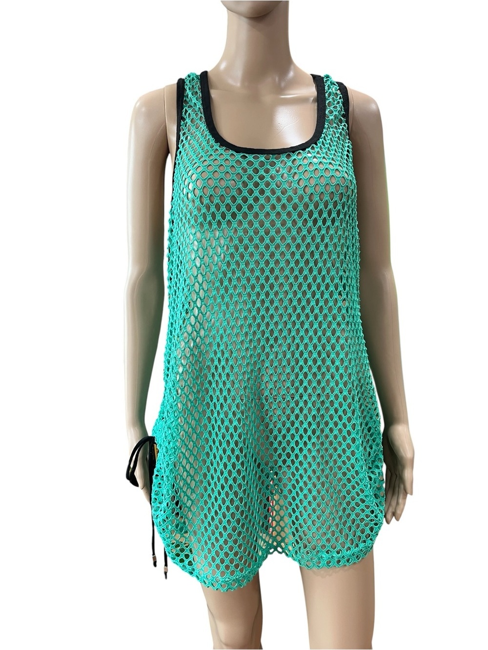 VTG 90s Ingear USA Fishnet Mesh Swim Cover Up Tunic Tank Dress Large